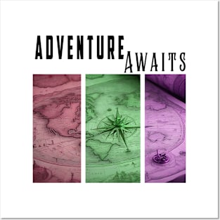 Adventure Awaits - Travelling Black Text Posters and Art